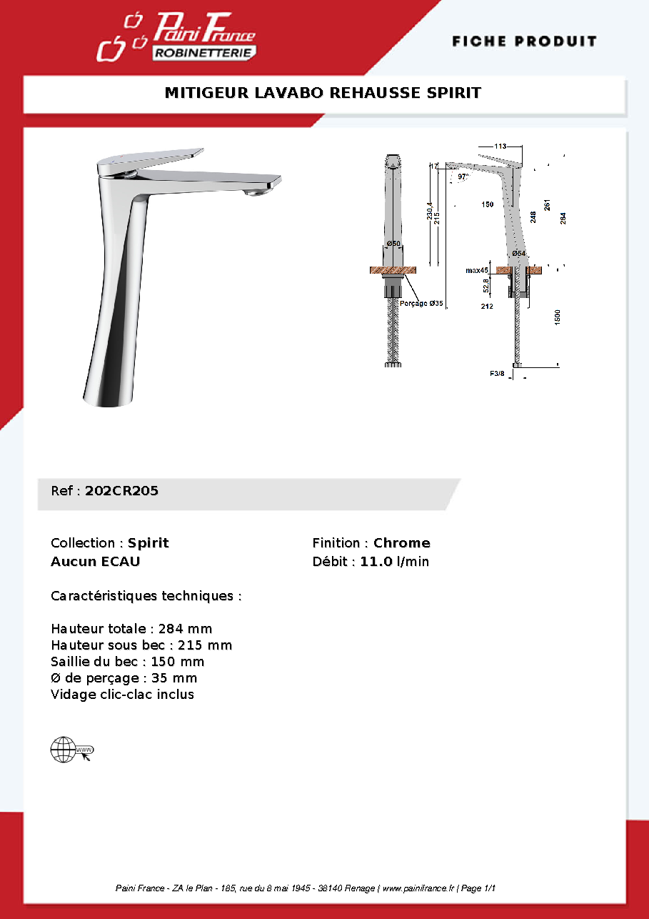 Fiche technique fournisseur
