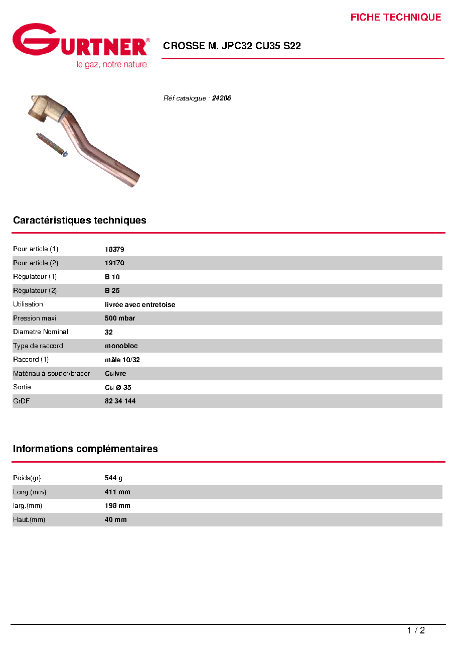 Fiche technique fournisseur