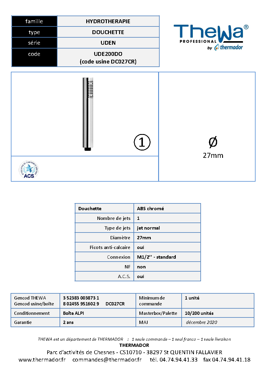 Fiche technique fournisseur
