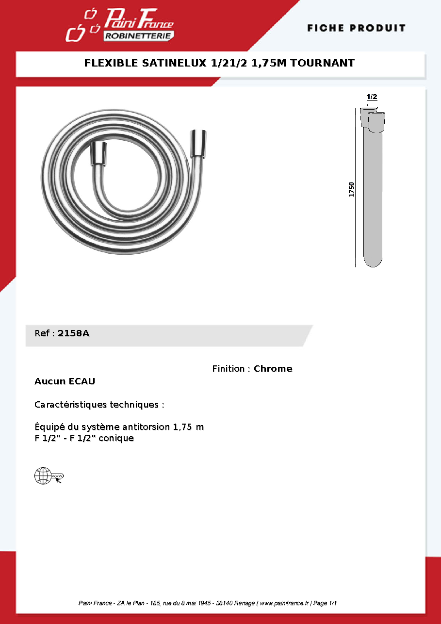 Fiche technique fournisseur