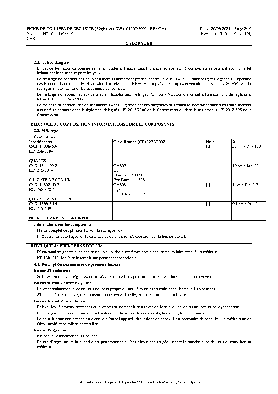 Fiche technique fournisseur