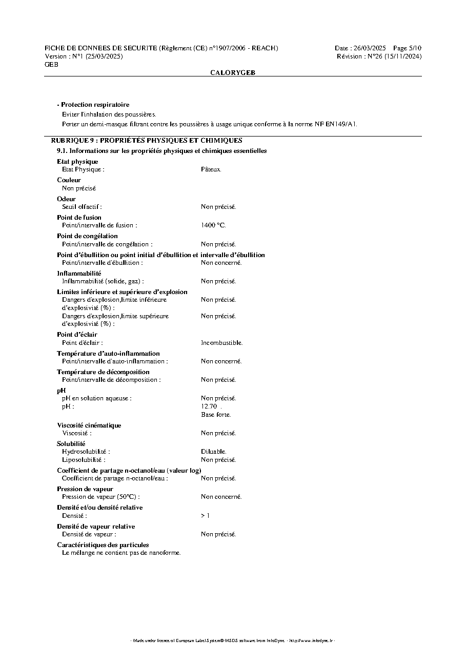 Fiche technique fournisseur