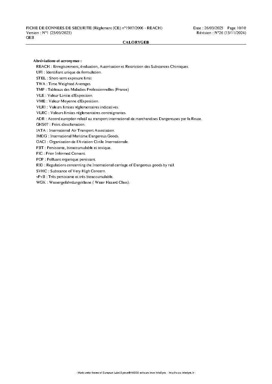 Fiche technique fournisseur