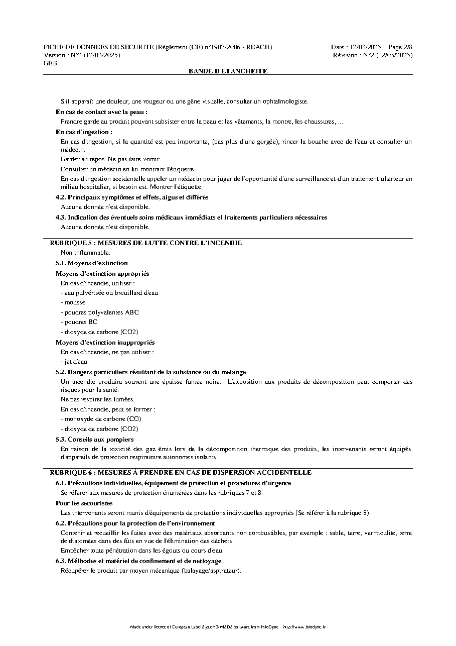 Fiche technique fournisseur