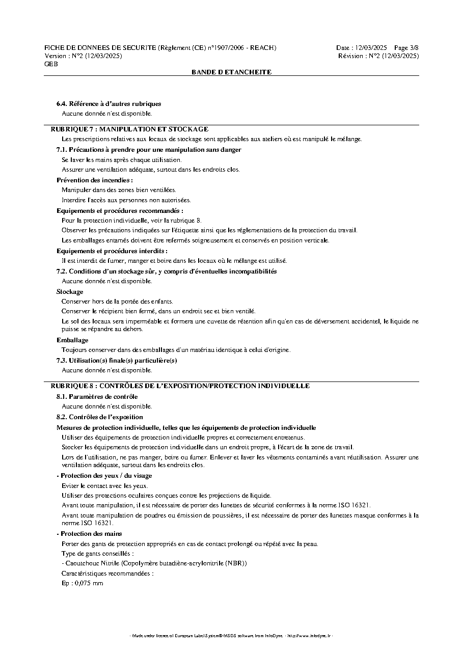 Fiche technique fournisseur