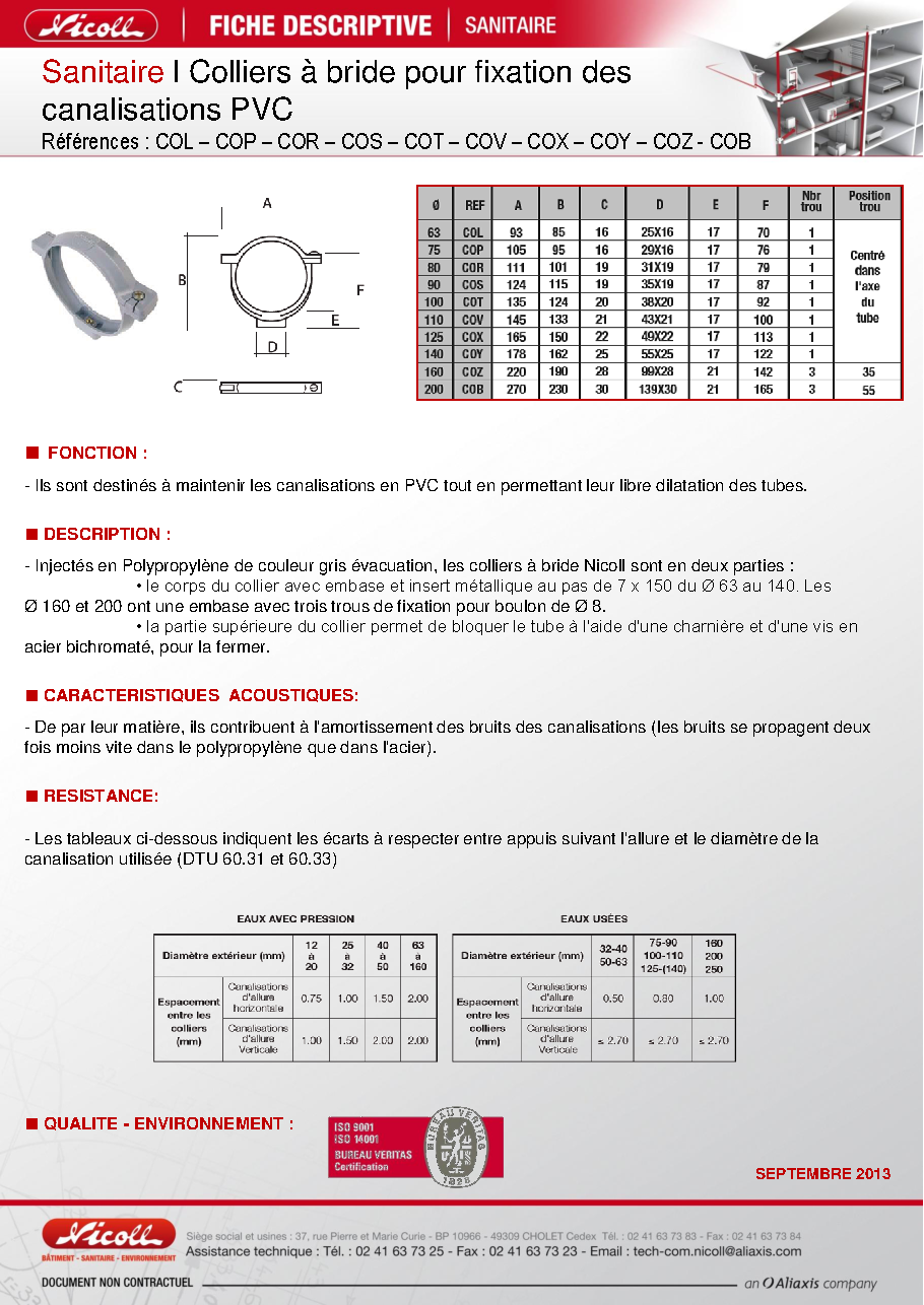 Fiche technique fournisseur