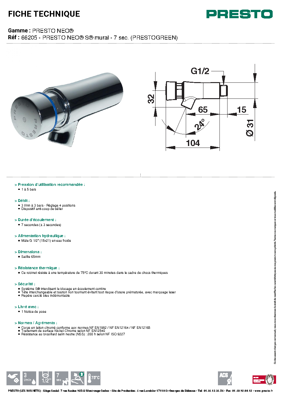 Fiche technique fournisseur