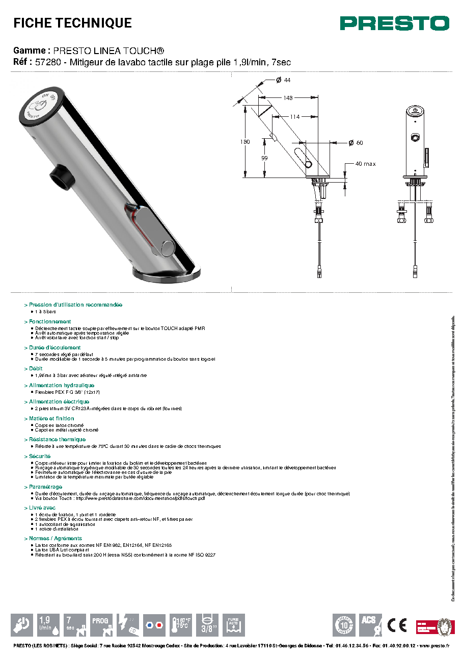 Fiche technique fournisseur