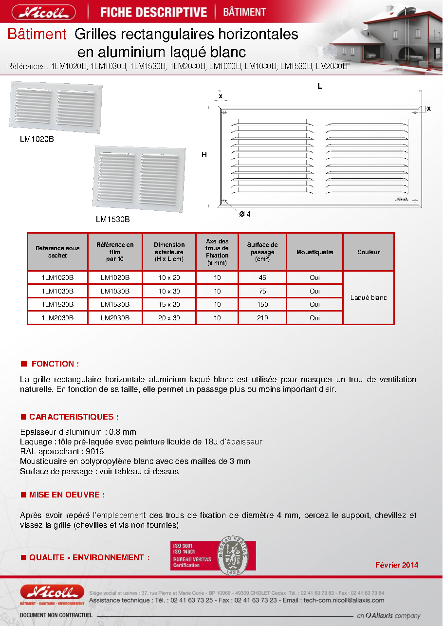 Fiche technique fournisseur