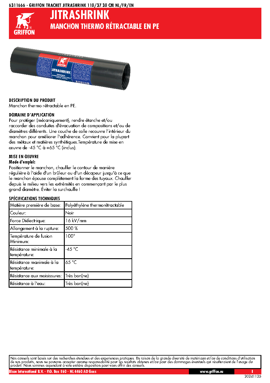 Fiche technique fournisseur