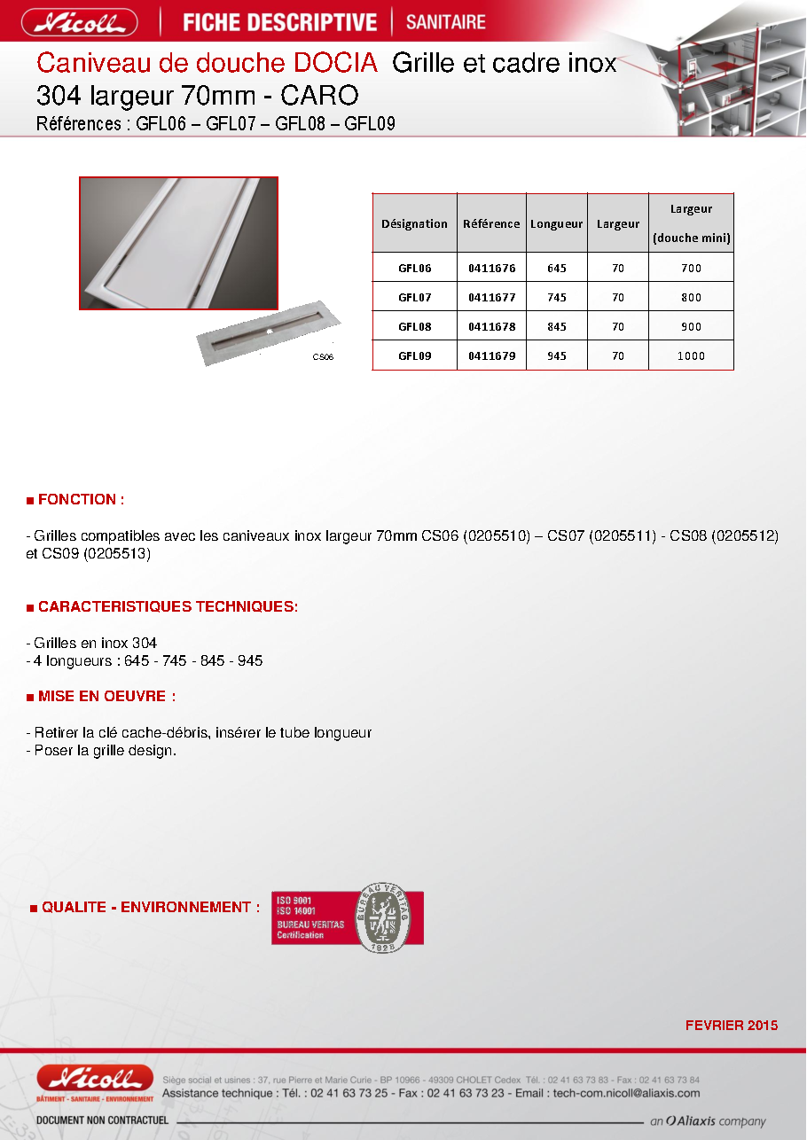 Fiche technique fournisseur
