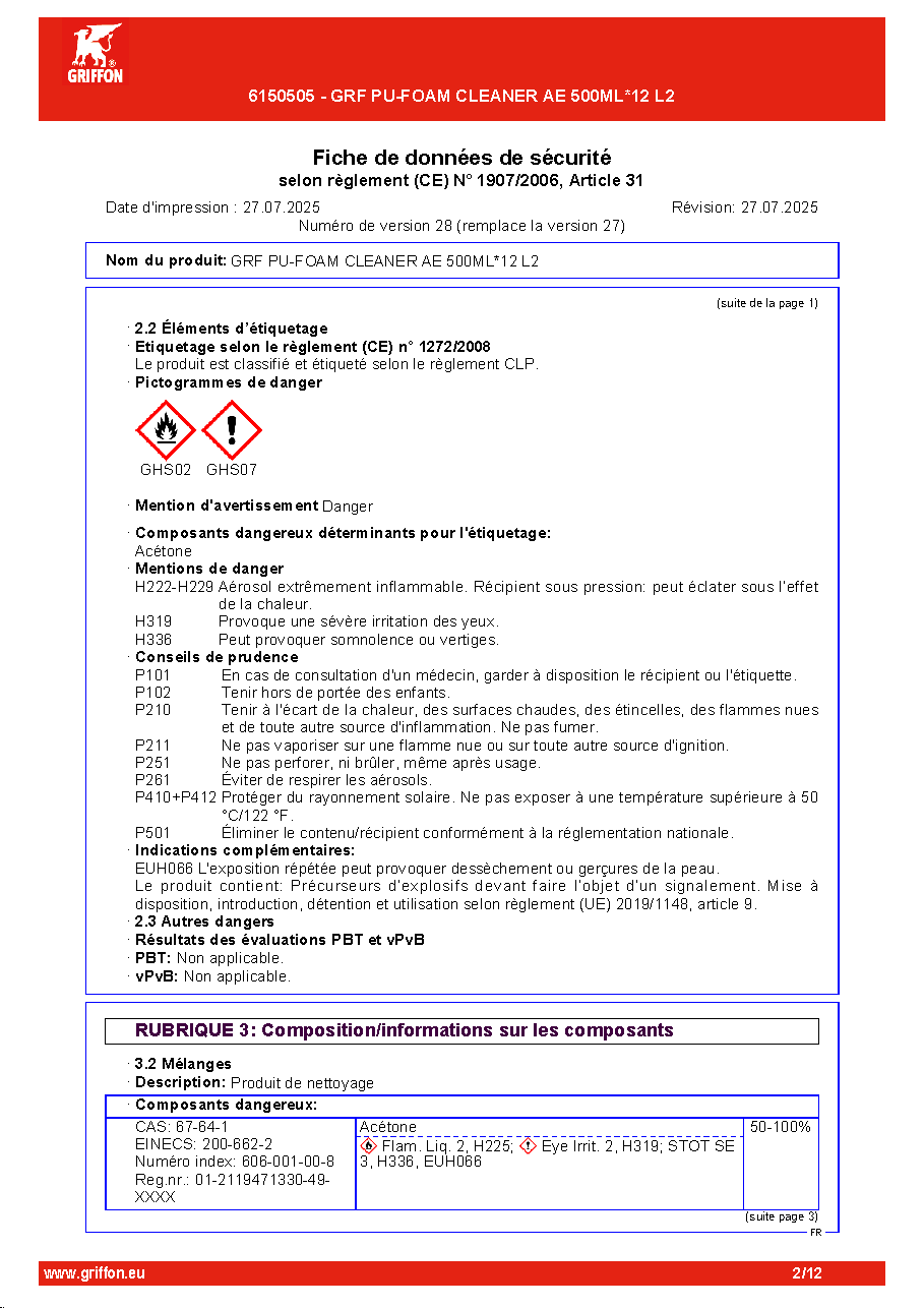 Fiche technique fournisseur