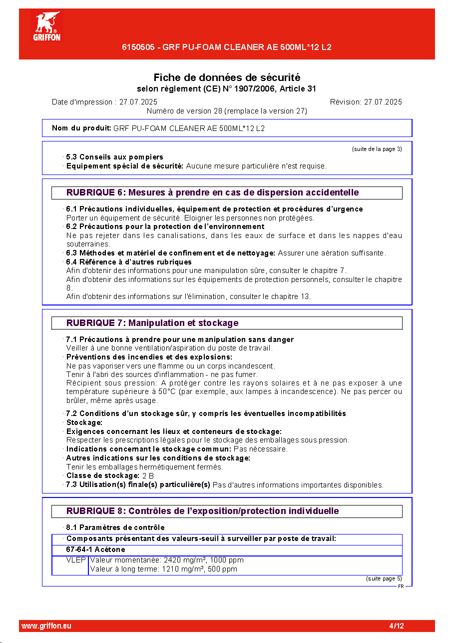 Fiche technique fournisseur