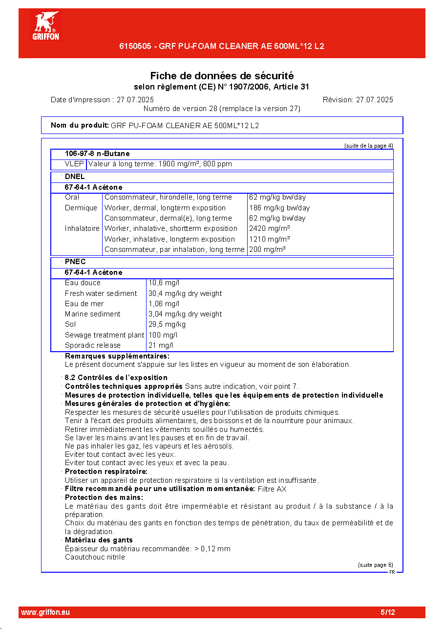 Fiche technique fournisseur