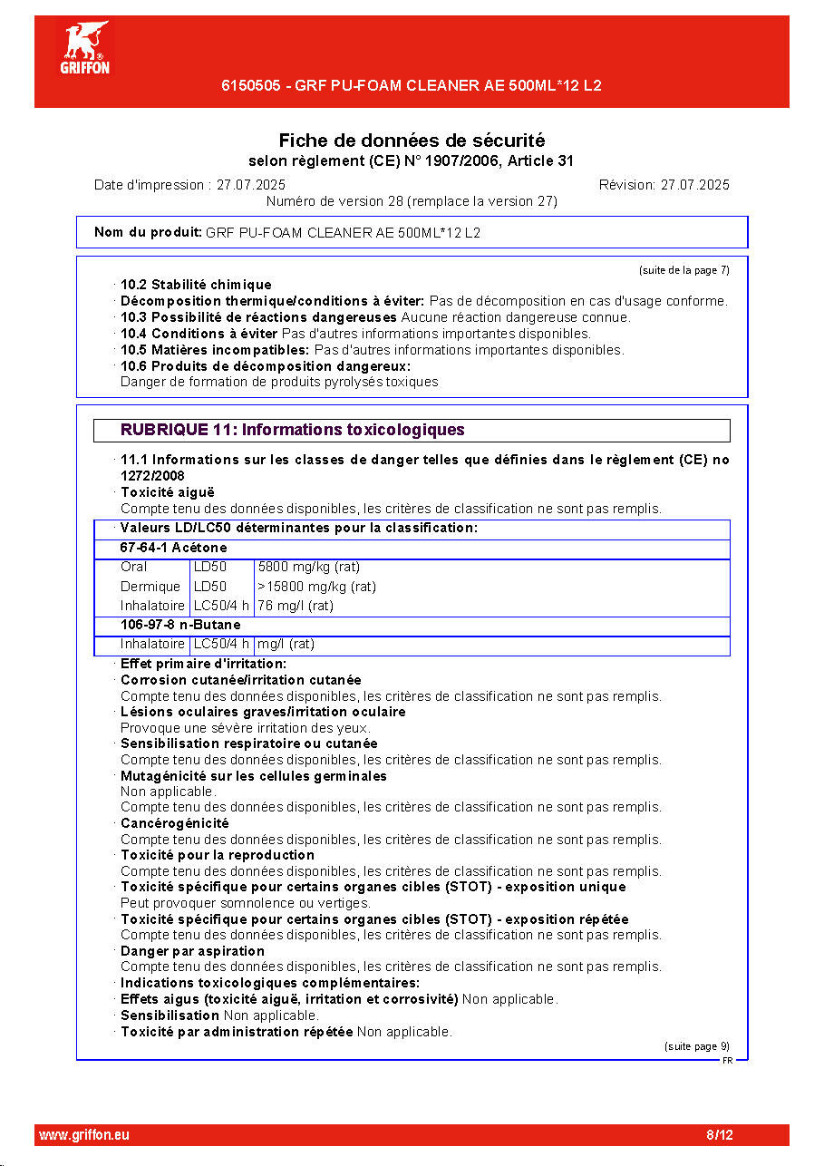 Fiche technique fournisseur