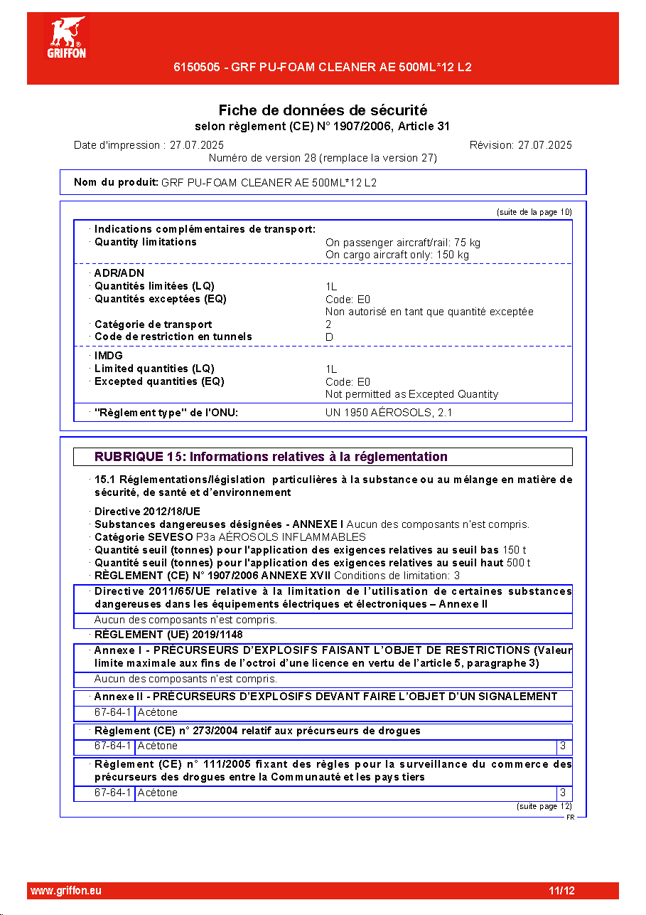 Fiche technique fournisseur
