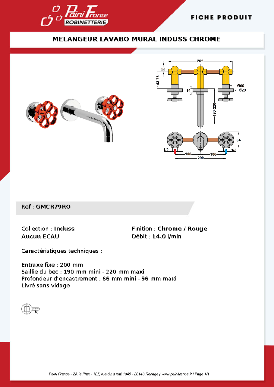 Fiche technique fournisseur