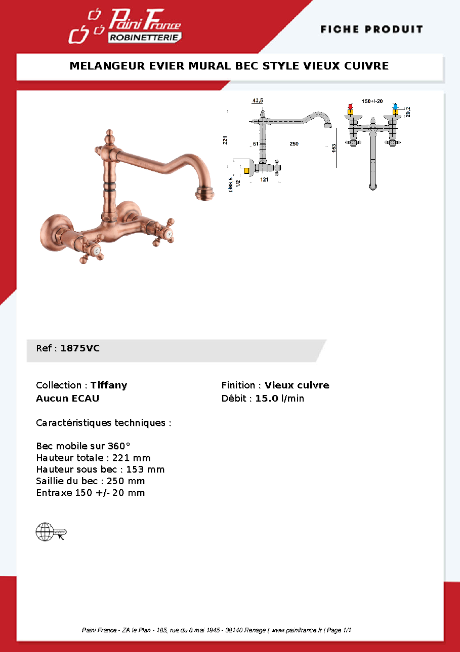 Fiche technique fournisseur