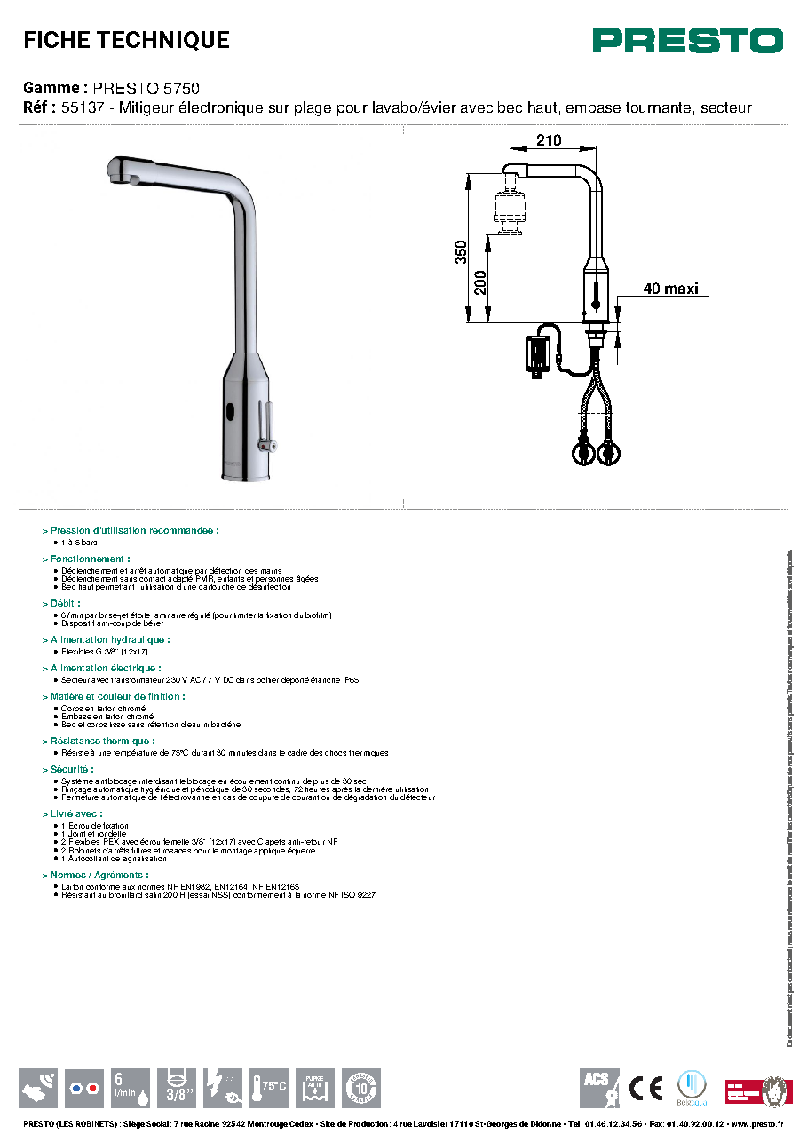 Fiche technique fournisseur
