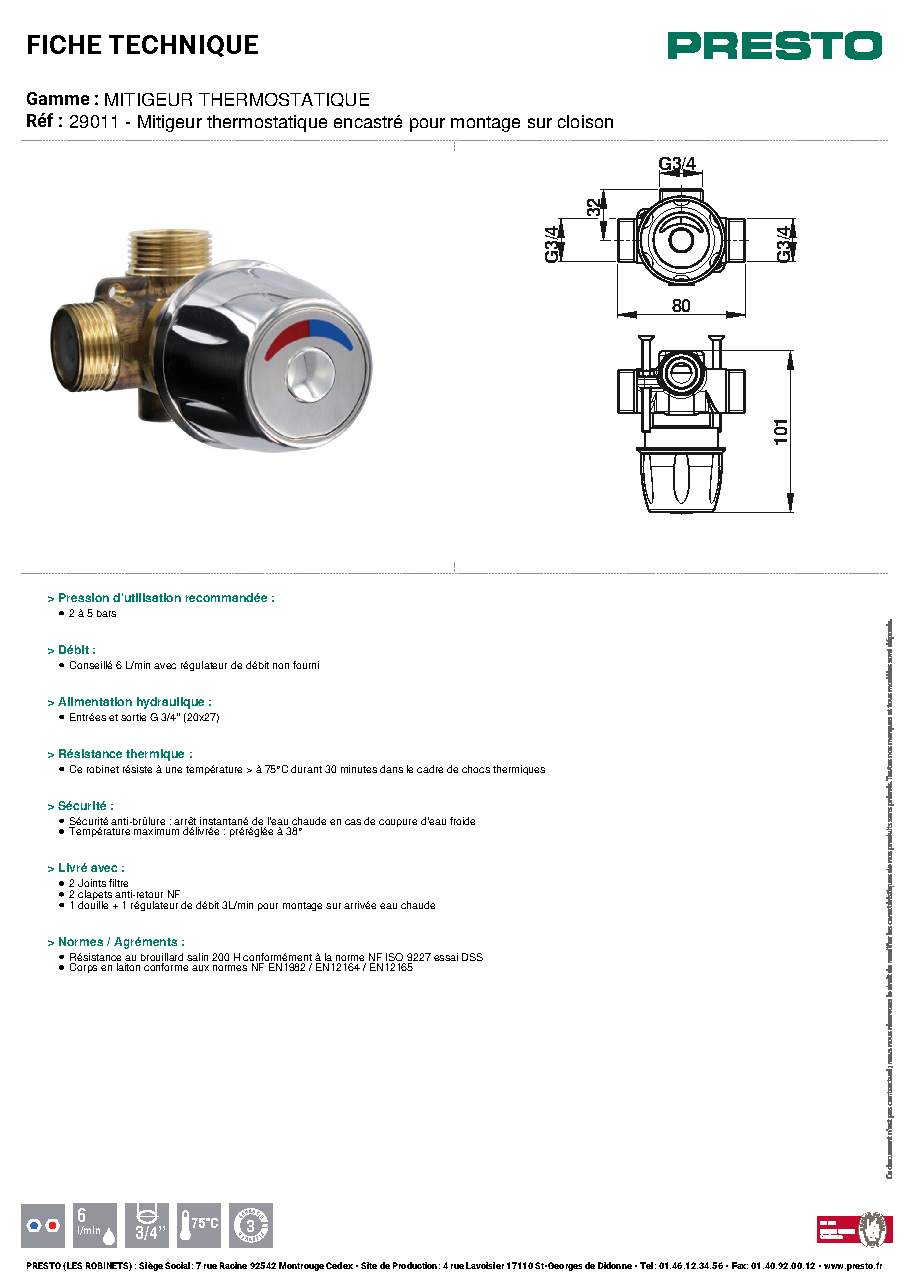 Fiche technique fournisseur