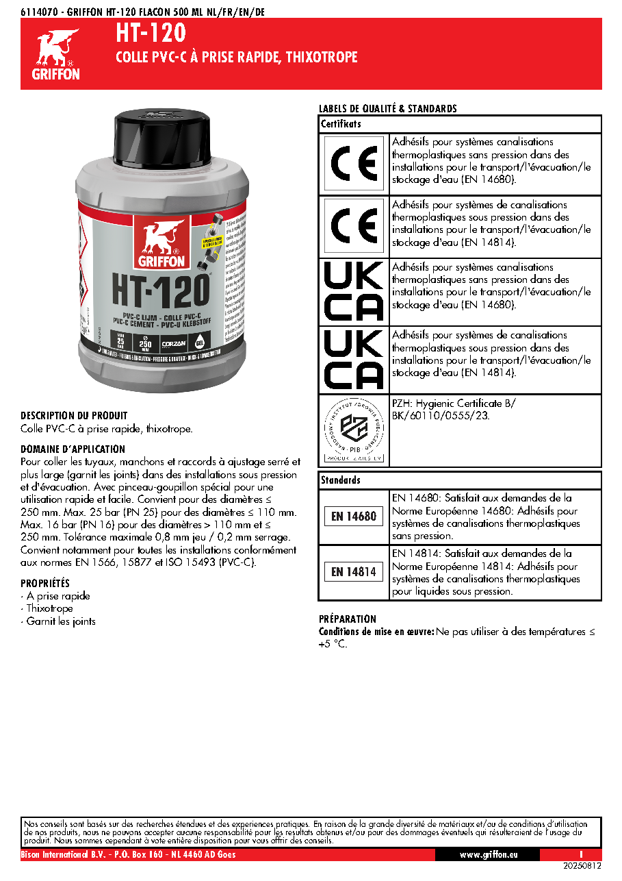 Fiche technique fournisseur