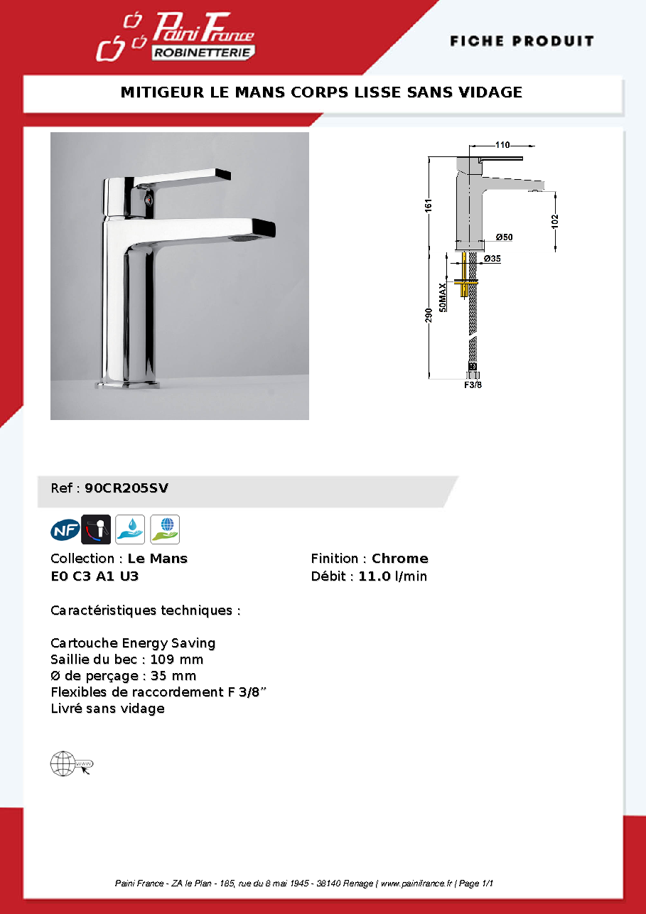 Fiche technique fournisseur