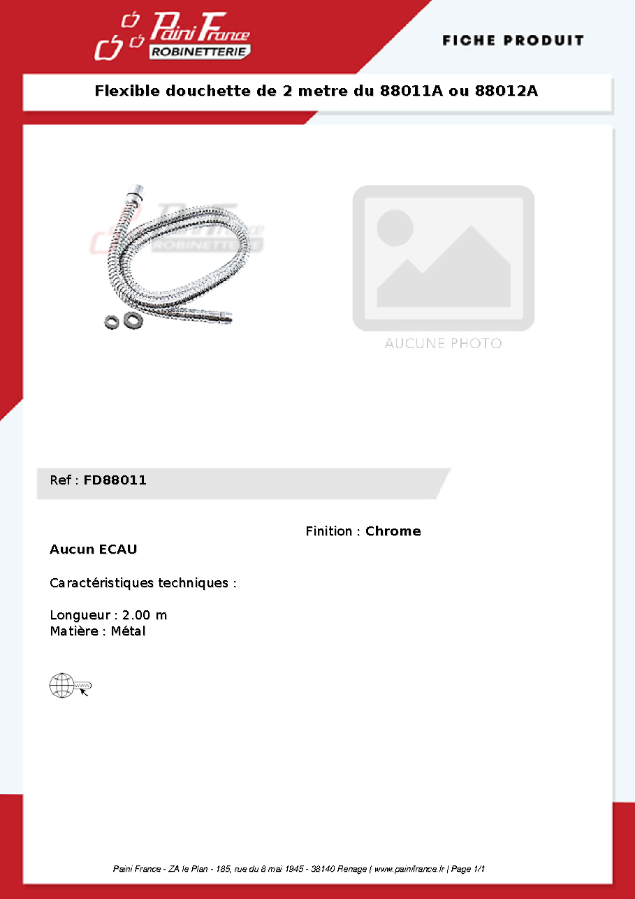 Fiche technique fournisseur