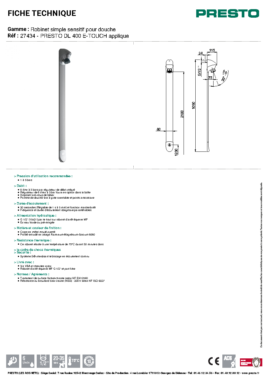 Fiche technique fournisseur