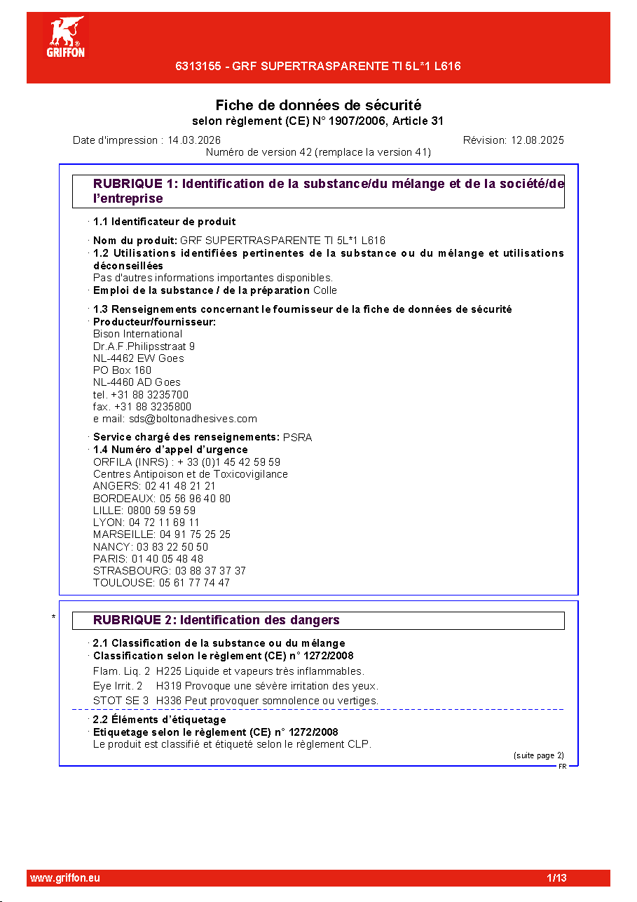 Fiche technique fournisseur