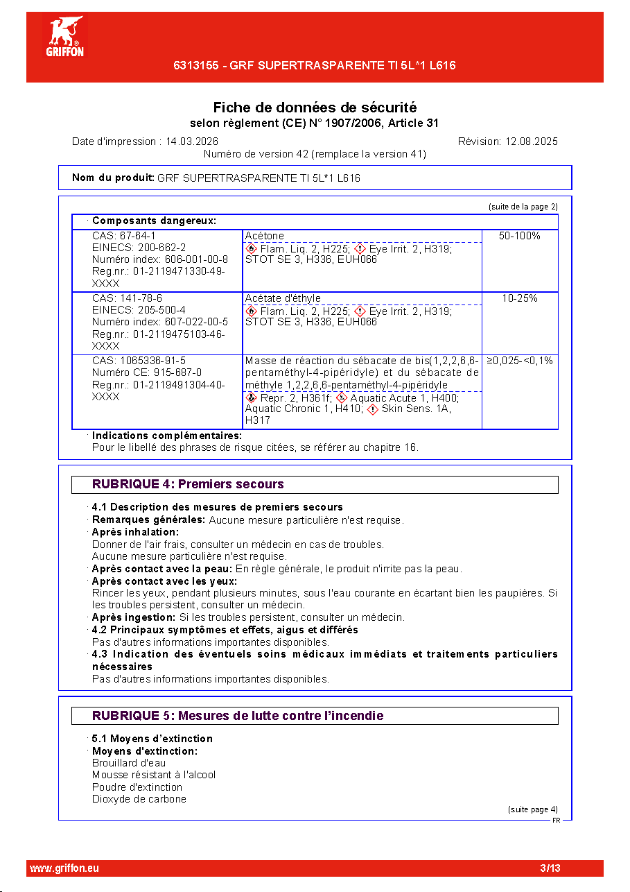 Fiche technique fournisseur