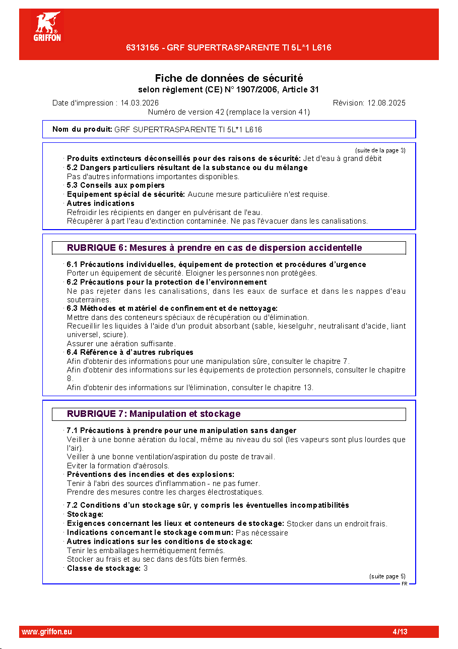 Fiche technique fournisseur