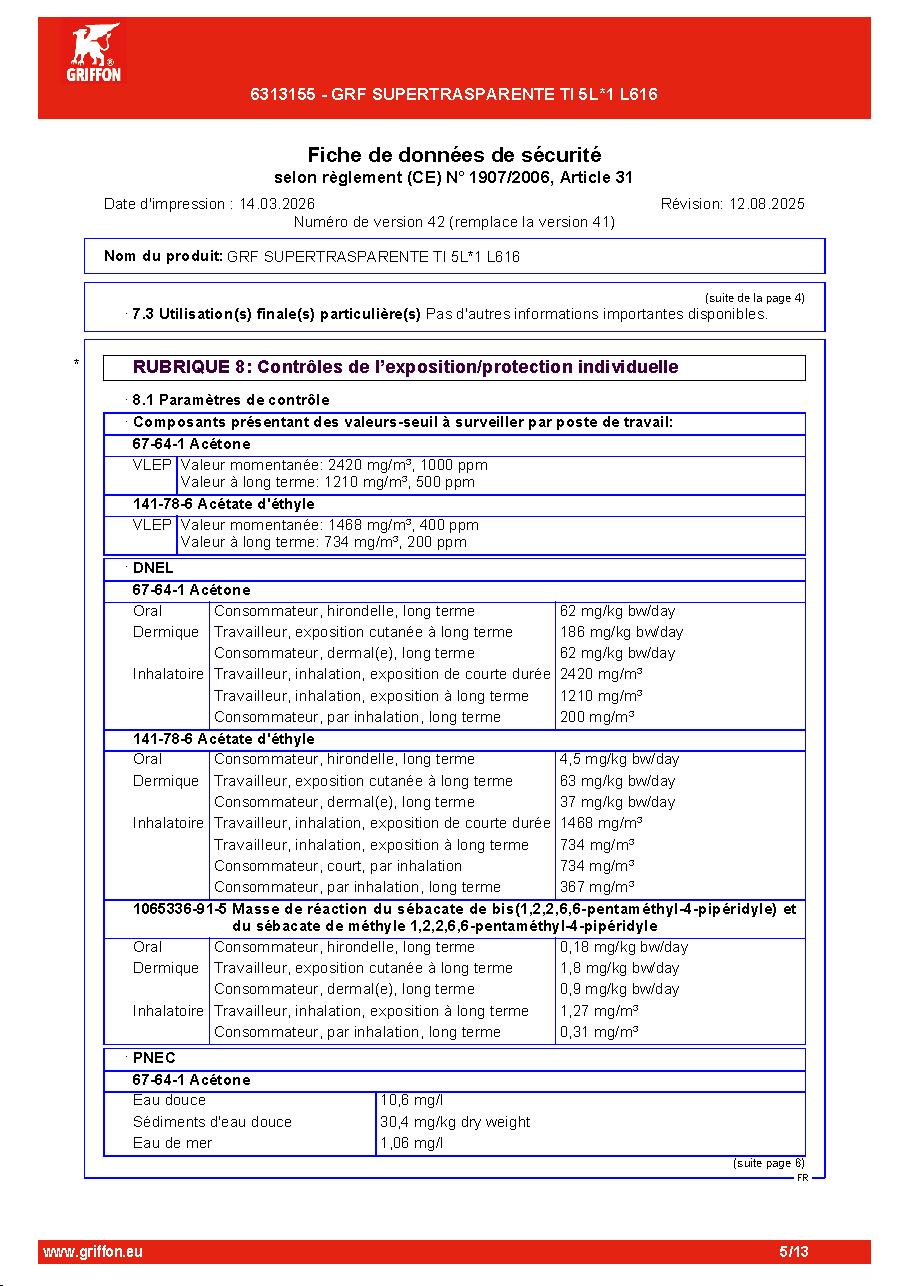 Fiche technique fournisseur