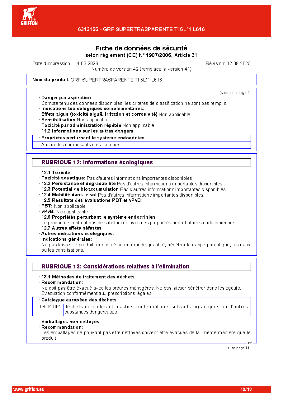 Fiche technique fournisseur