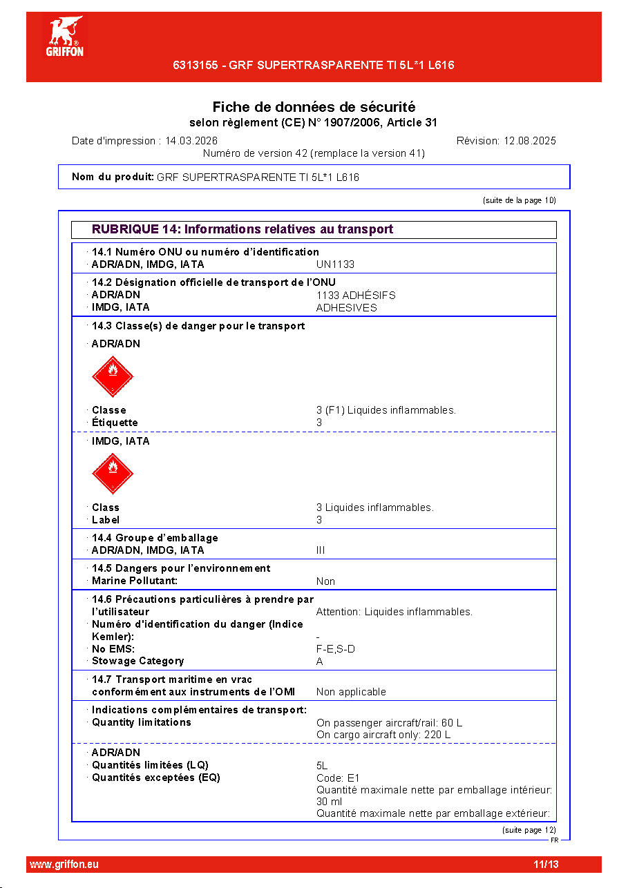 Fiche technique fournisseur