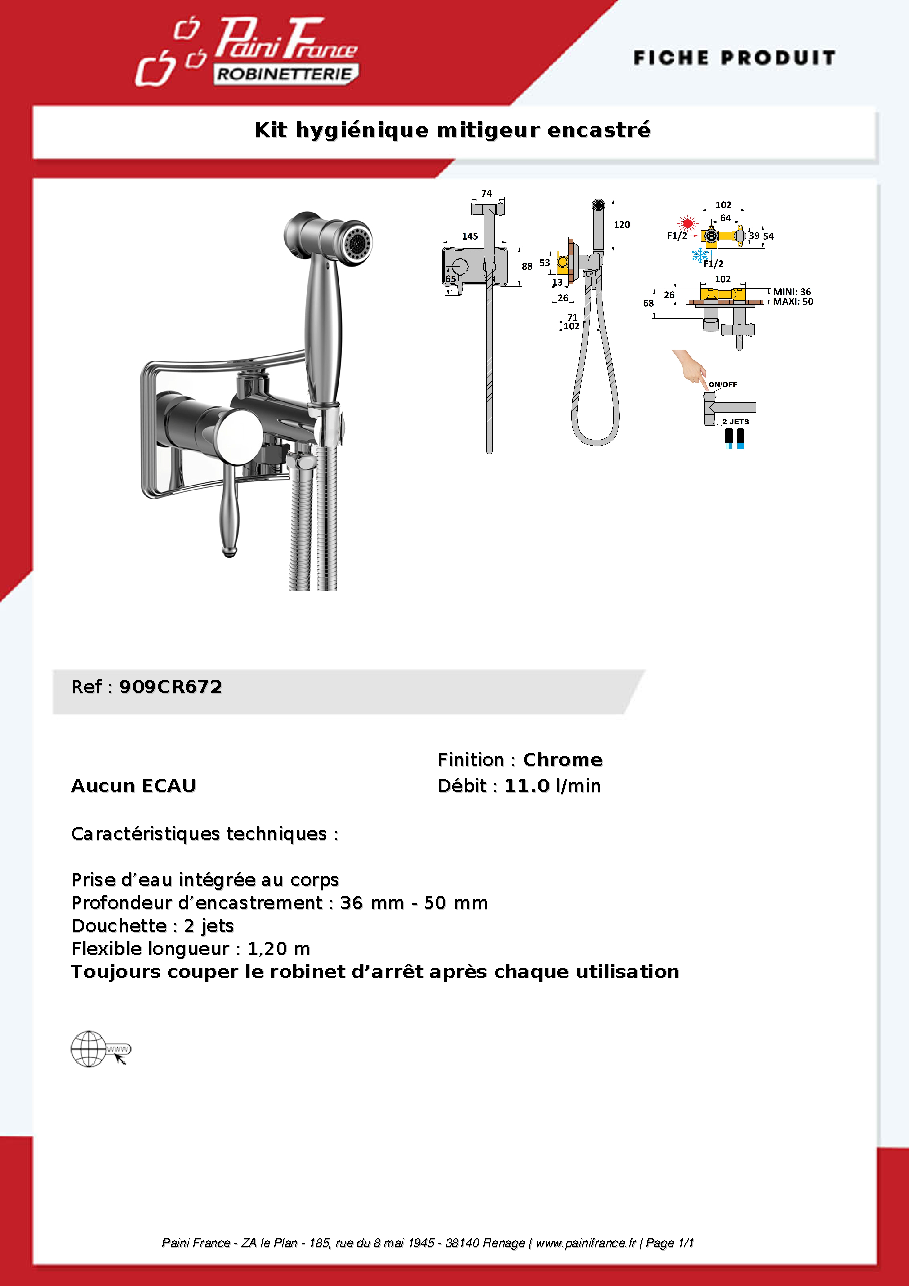 Fiche technique fournisseur