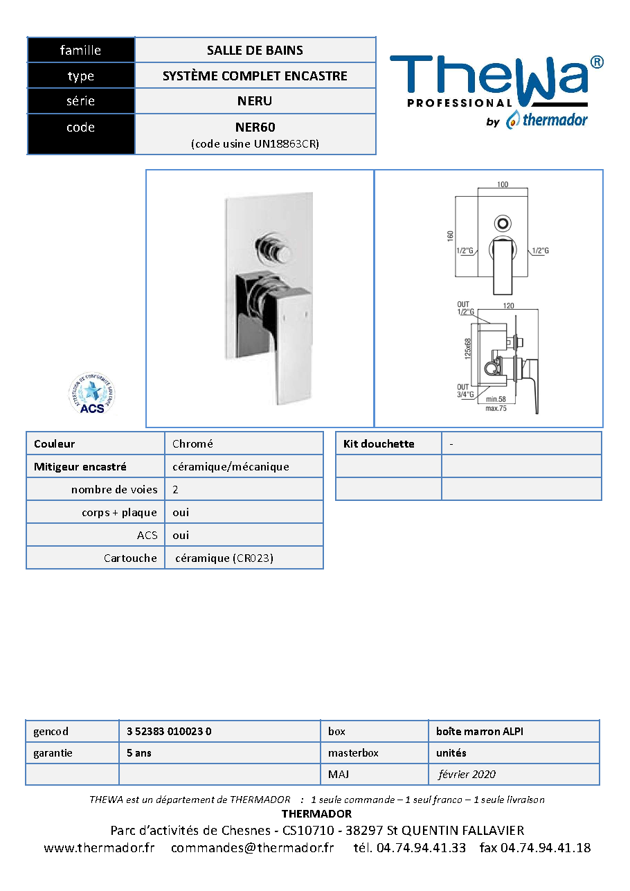 Fiche technique fournisseur