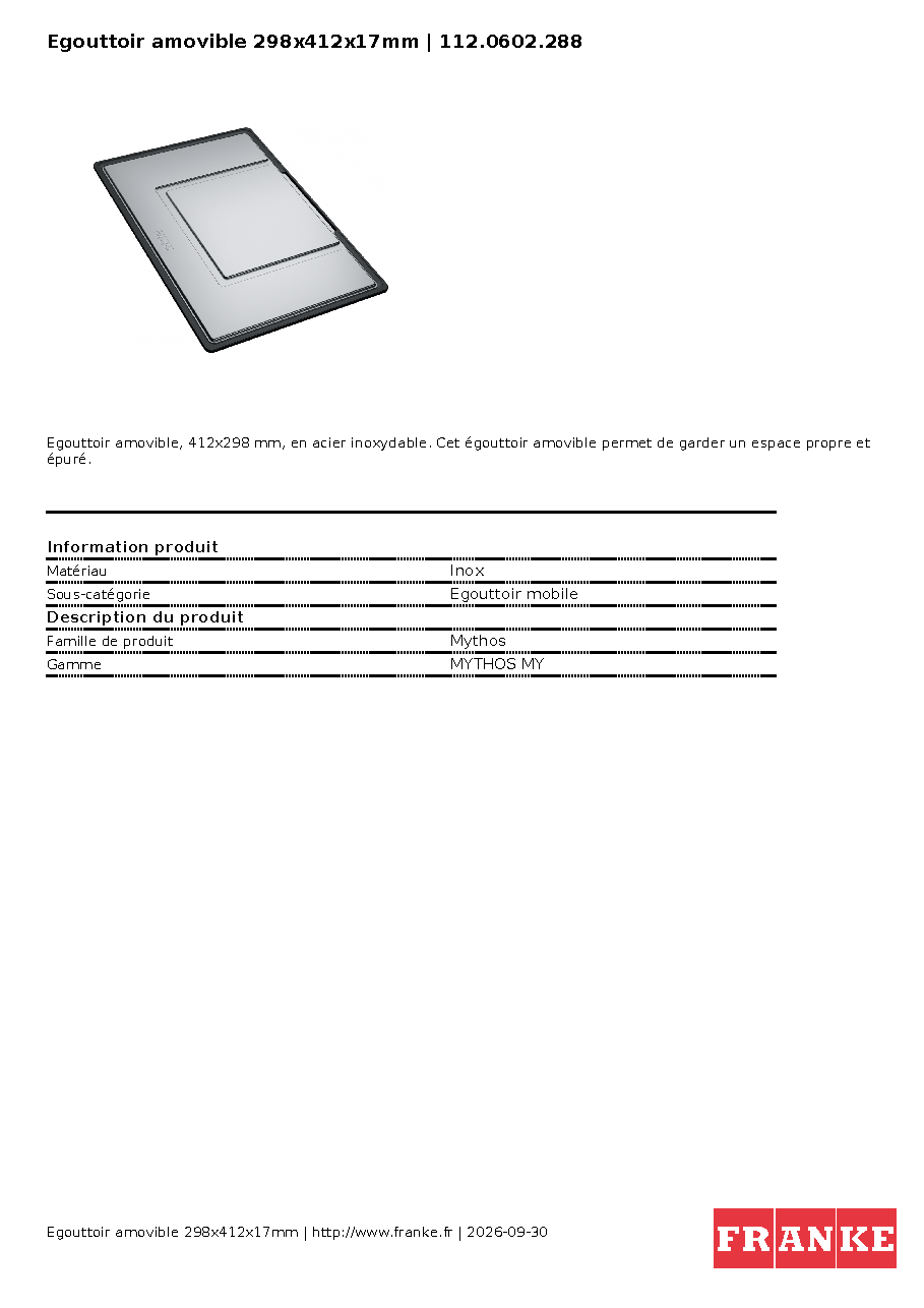 Fiche technique fournisseur