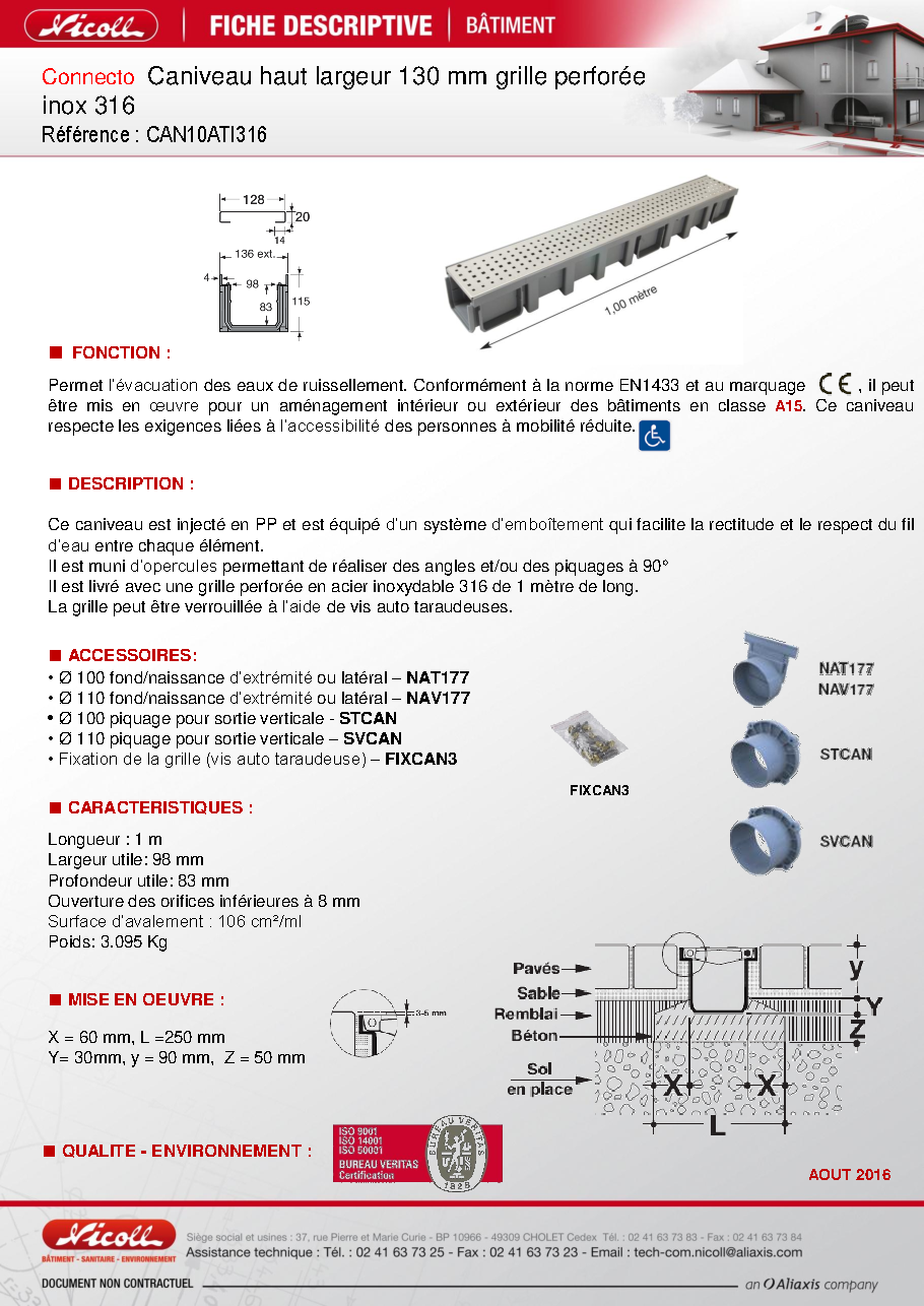 Fiche technique fournisseur