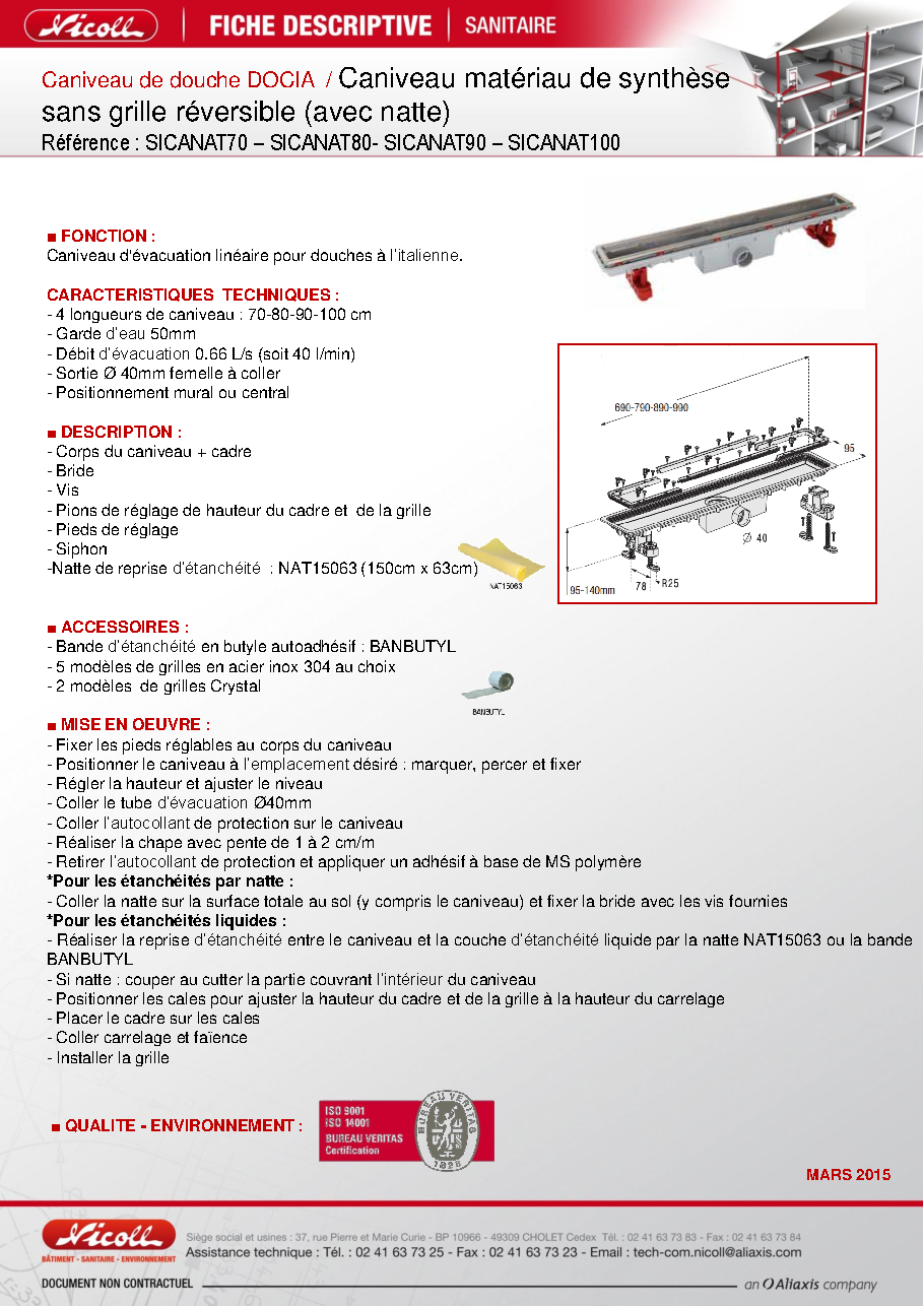 Fiche technique fournisseur