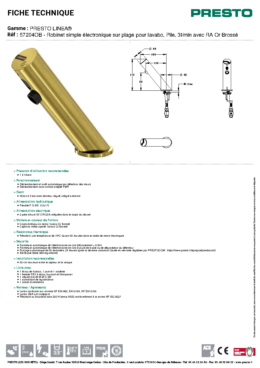 Fiche technique fournisseur