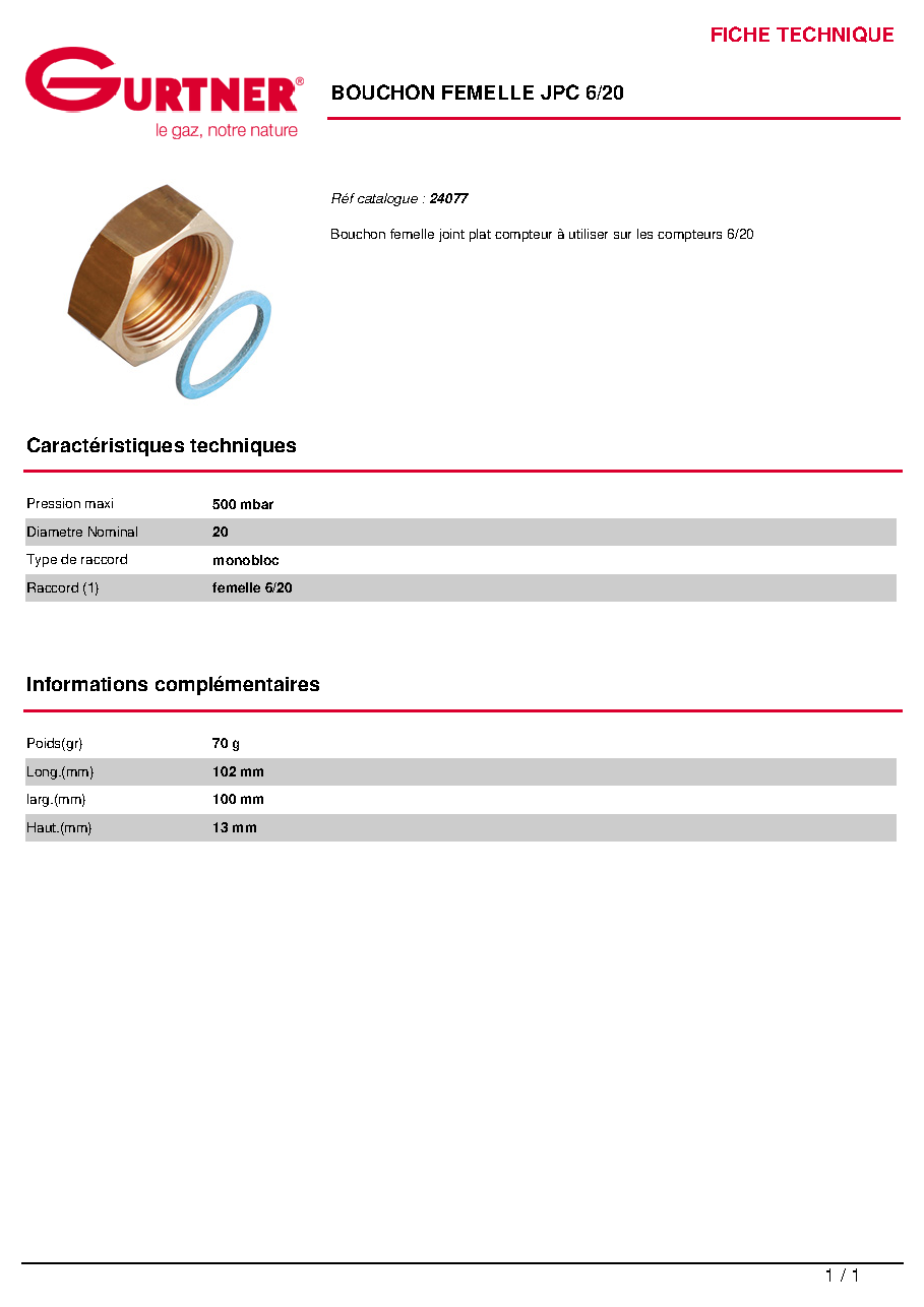 Fiche technique fournisseur