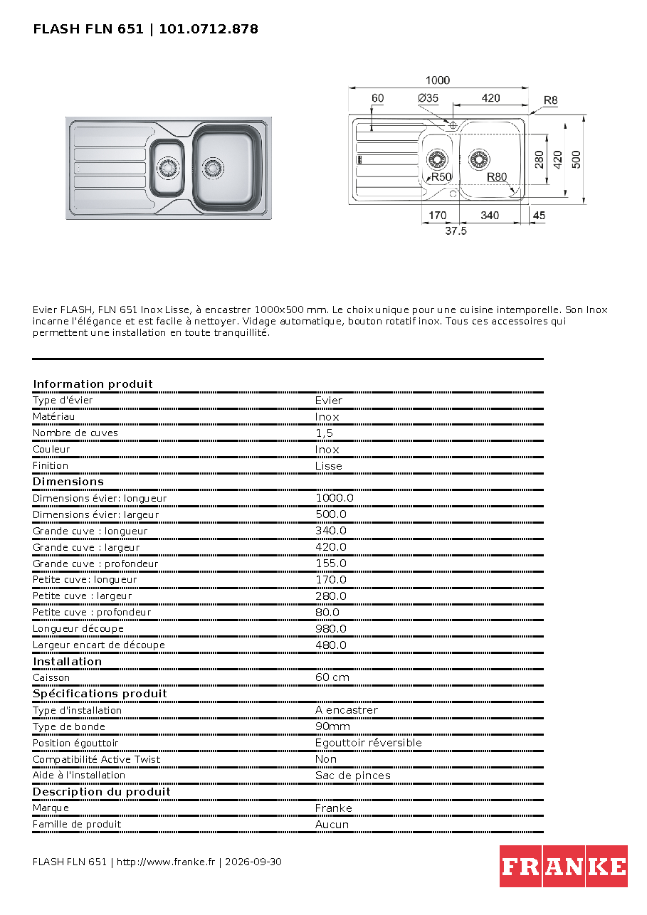 Fiche technique fournisseur