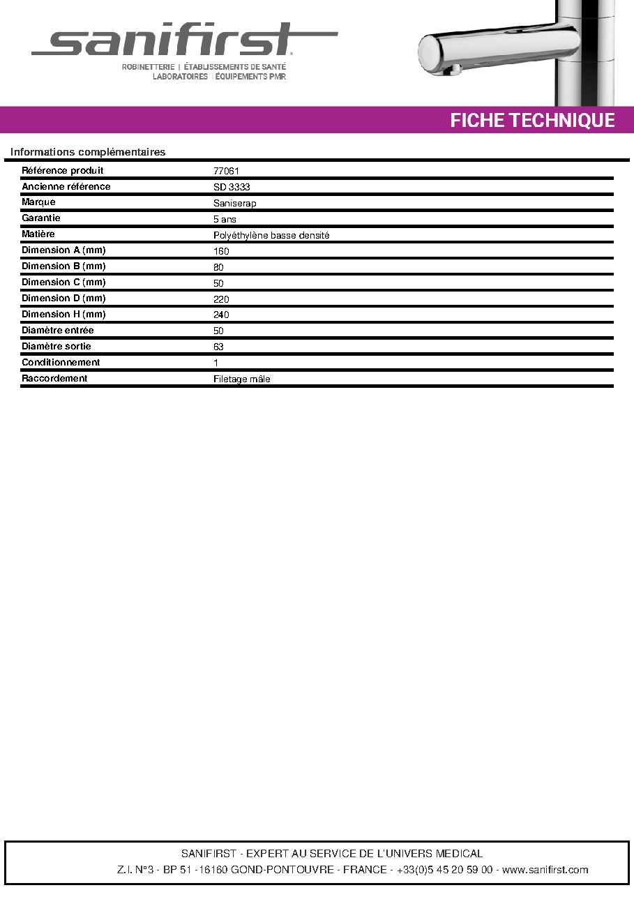 Fiche technique fournisseur