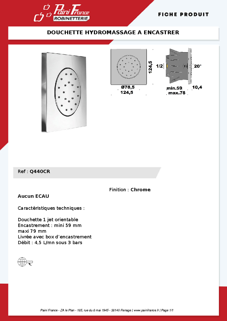 Fiche technique fournisseur