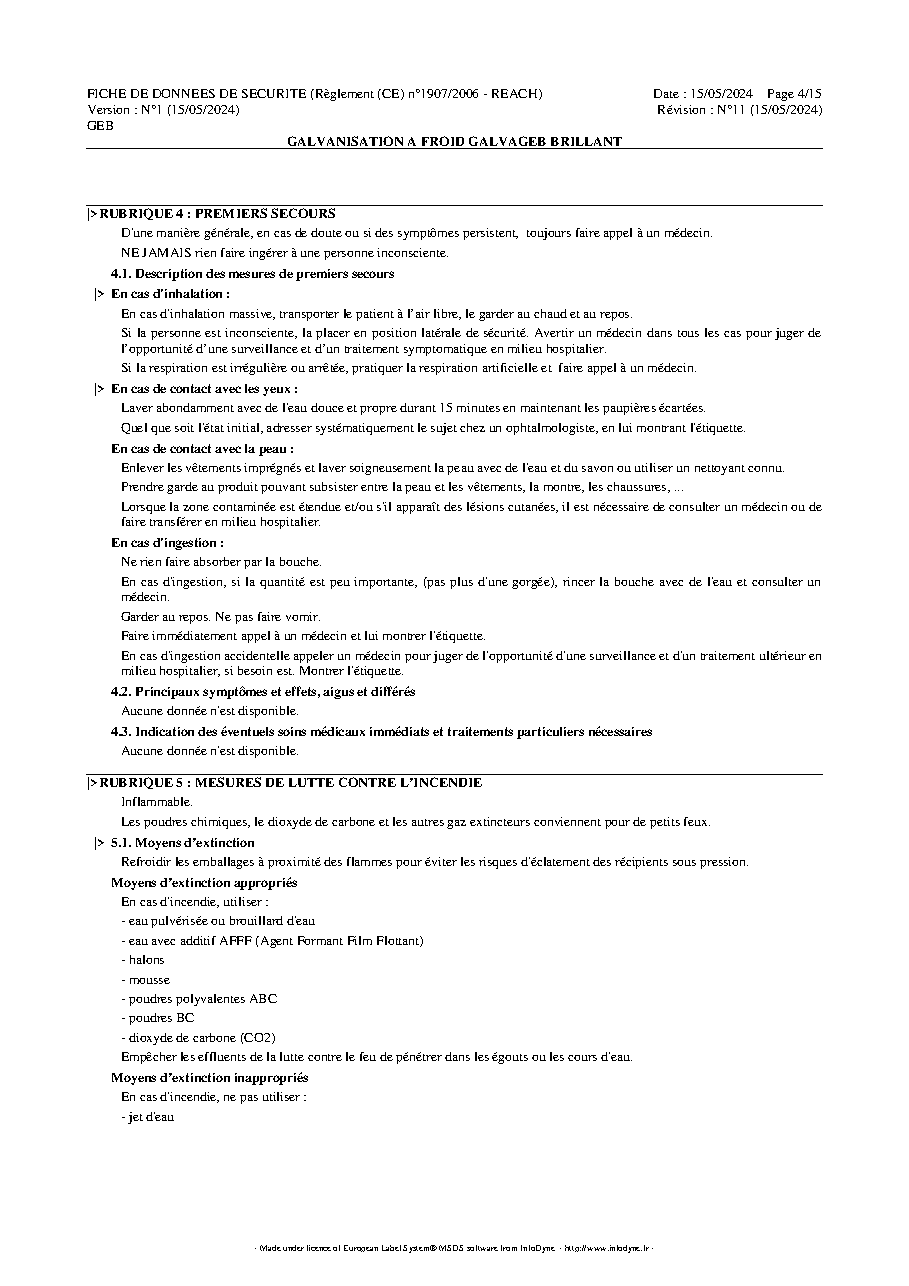 Fiche technique fournisseur