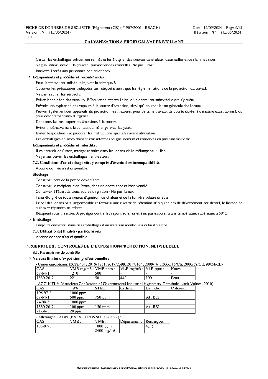 Fiche technique fournisseur