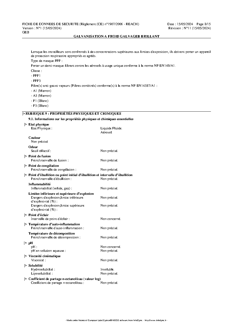 Fiche technique fournisseur