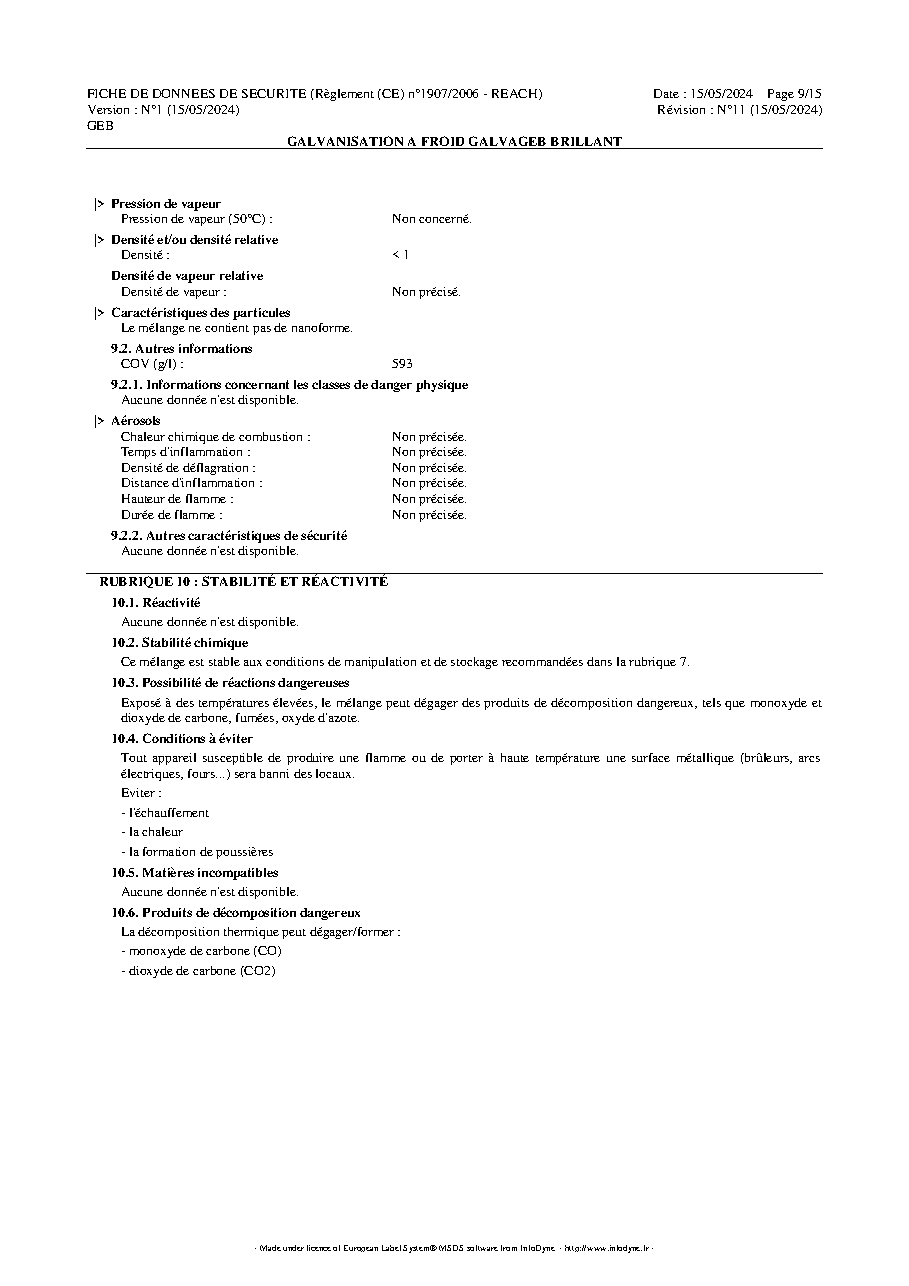 Fiche technique fournisseur