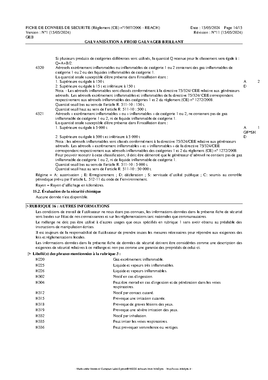 Fiche technique fournisseur