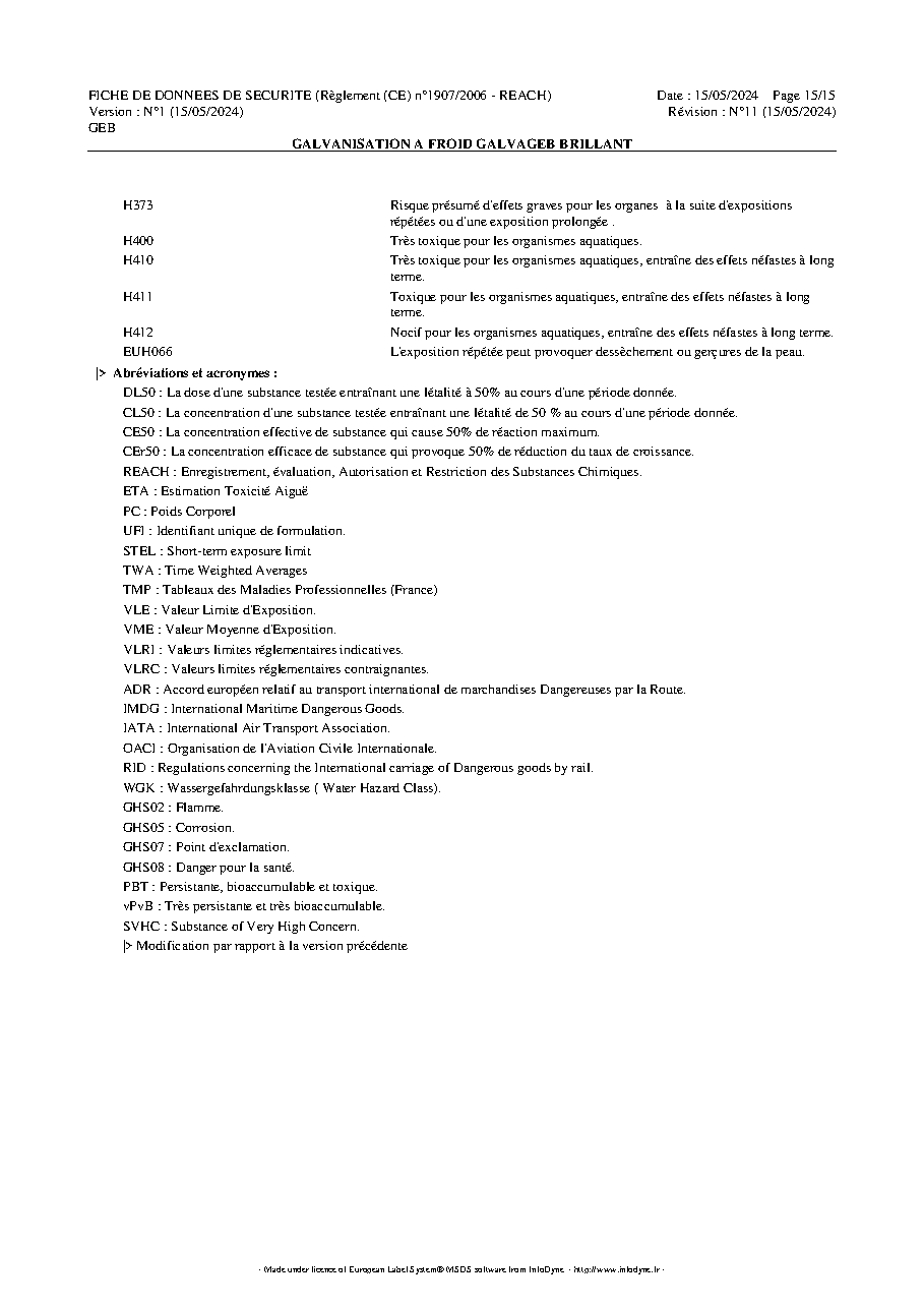 Fiche technique fournisseur